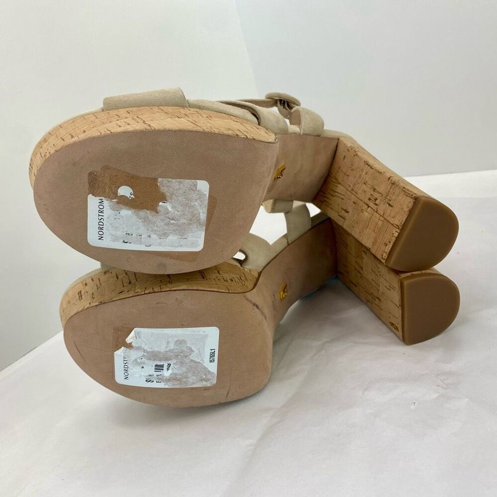 Veronica Beard 'Lucille' Suede Platform Heel Sandals, Cream Ecru Strappy Women’s - Picture 6 of 14